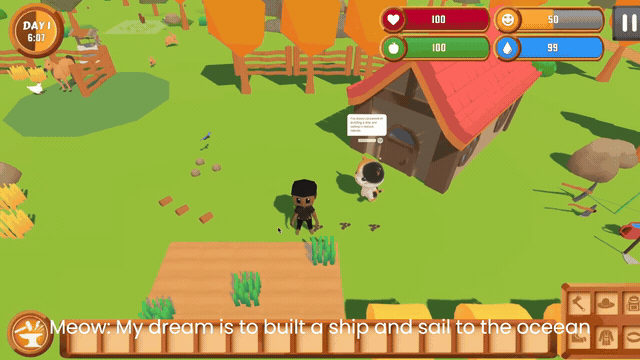 Meowtive: Autonomous AI Characters for Cozy Game Worlds